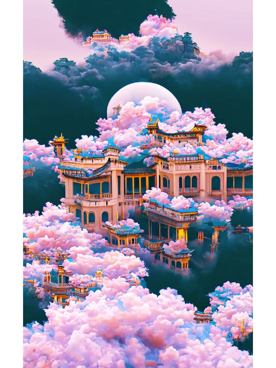 绝美云顶天宫图 想象了一副云顶天宫,让ai帮我画了出来,请你用现有的