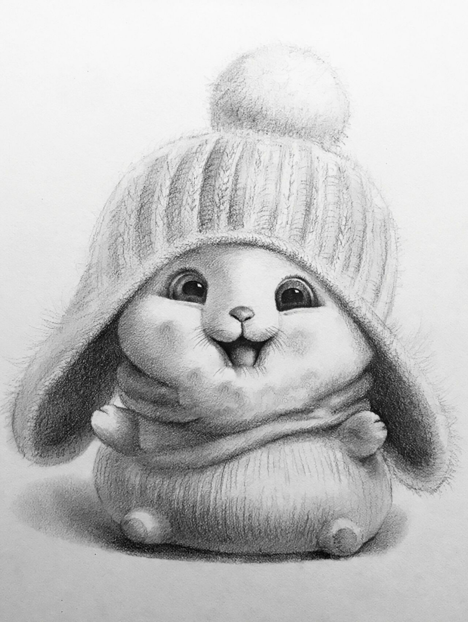 可爱兔子素描绘画 不同兔子绘画 素描兔子