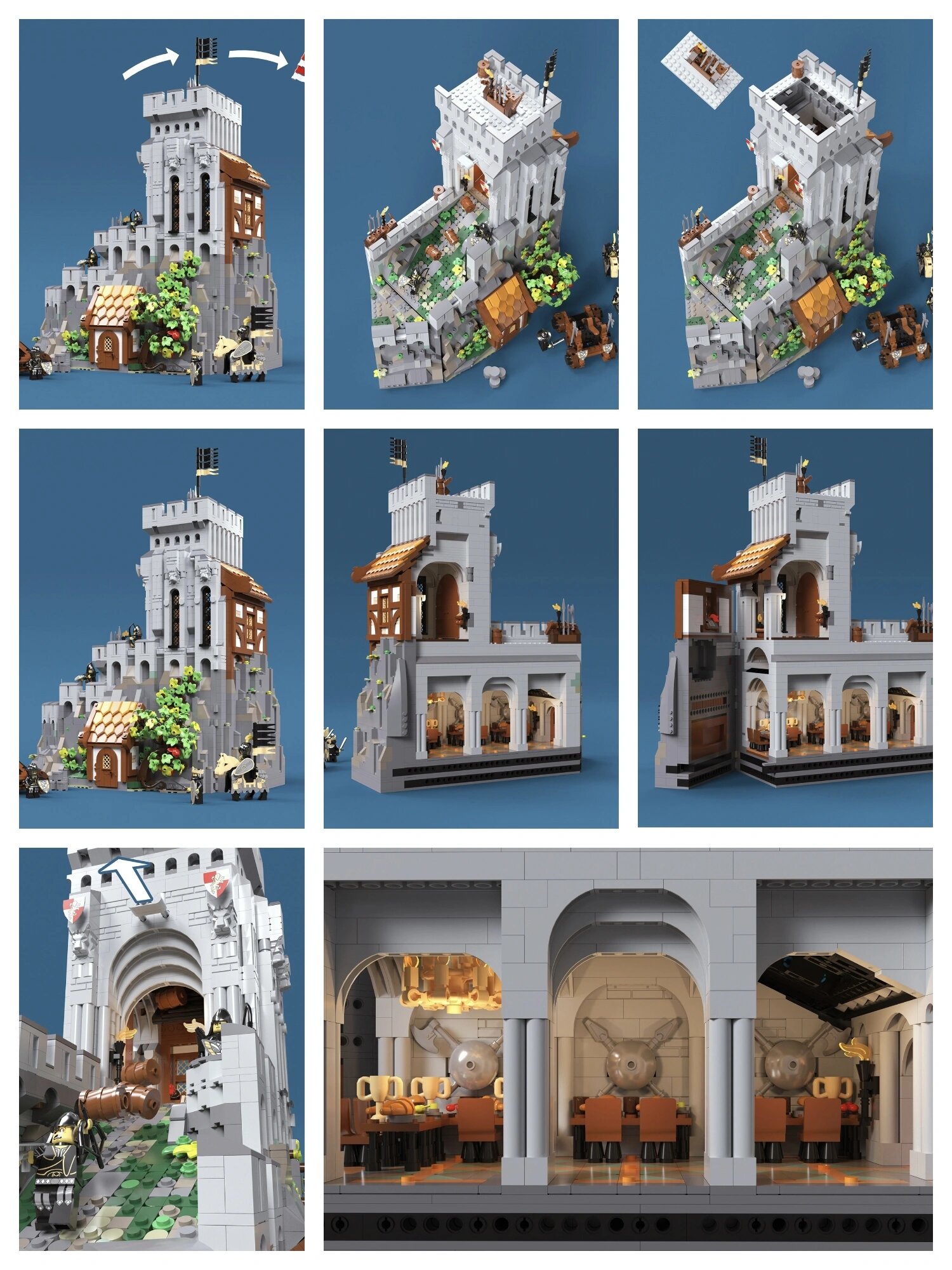乐高lego积木中世纪红狮城堡moc图纸 复刻国外大佬的作品,内饰丰富