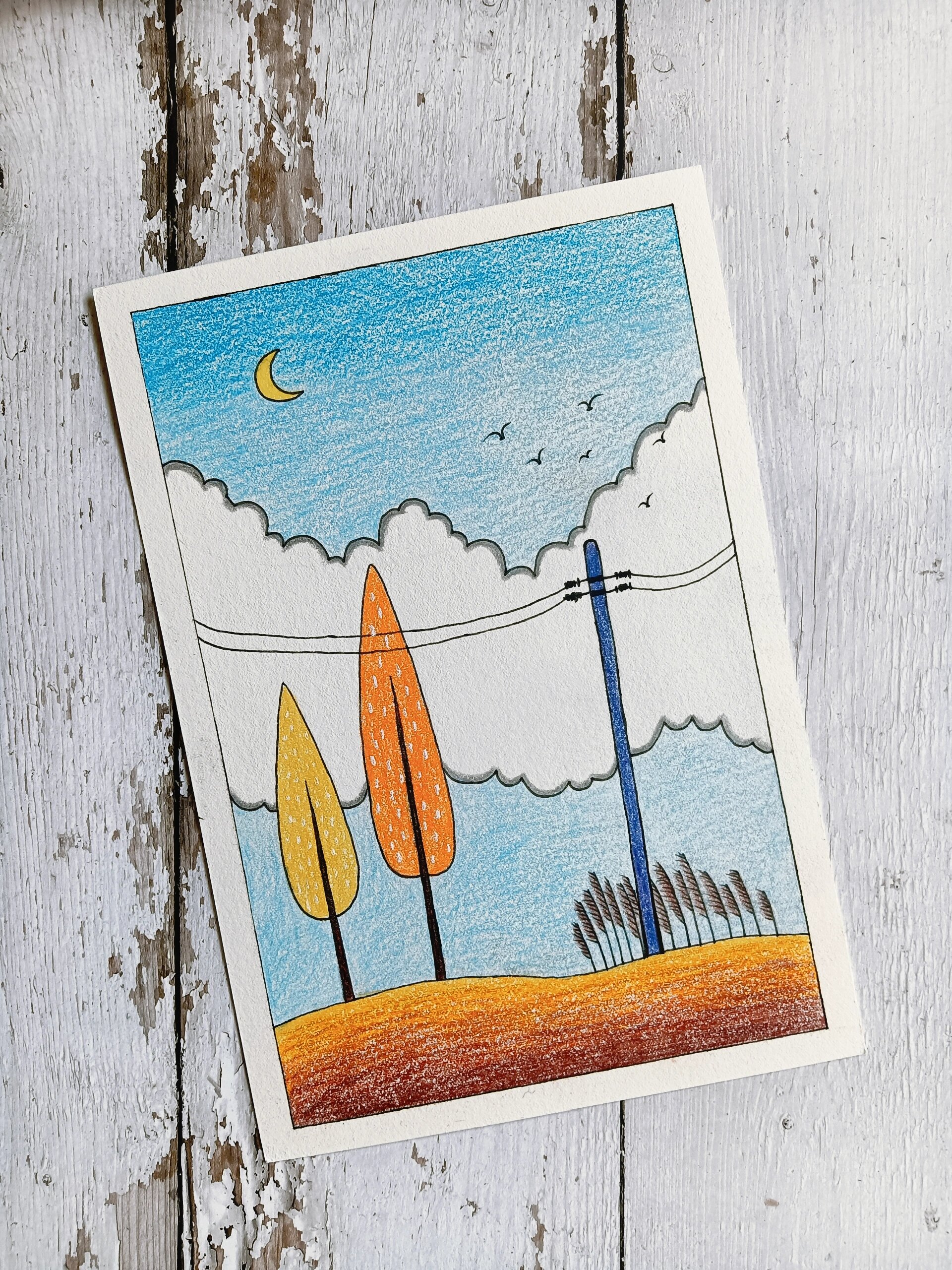 简单的彩铅风景画