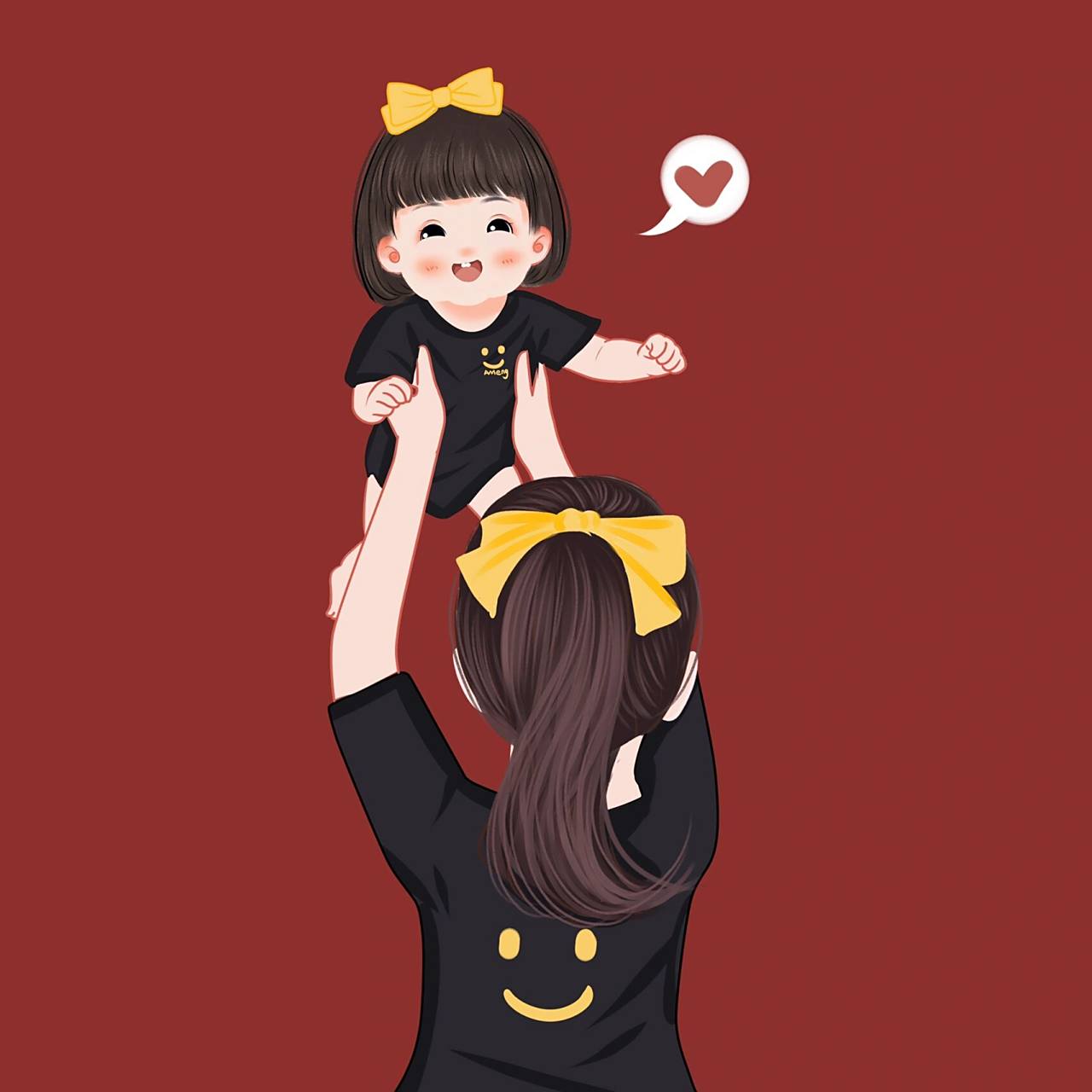 把你举高高7815妈妈带娃篇7815阿梦原创亲子手绘 头像分享给