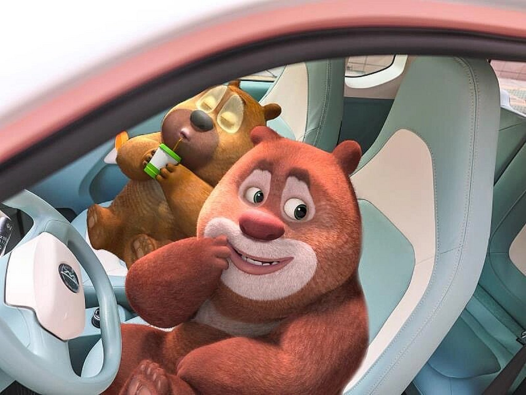 熊大熊二开车带我去露营,吃烤串🍢 滴滴滴快上车!来不及了 	 你们都