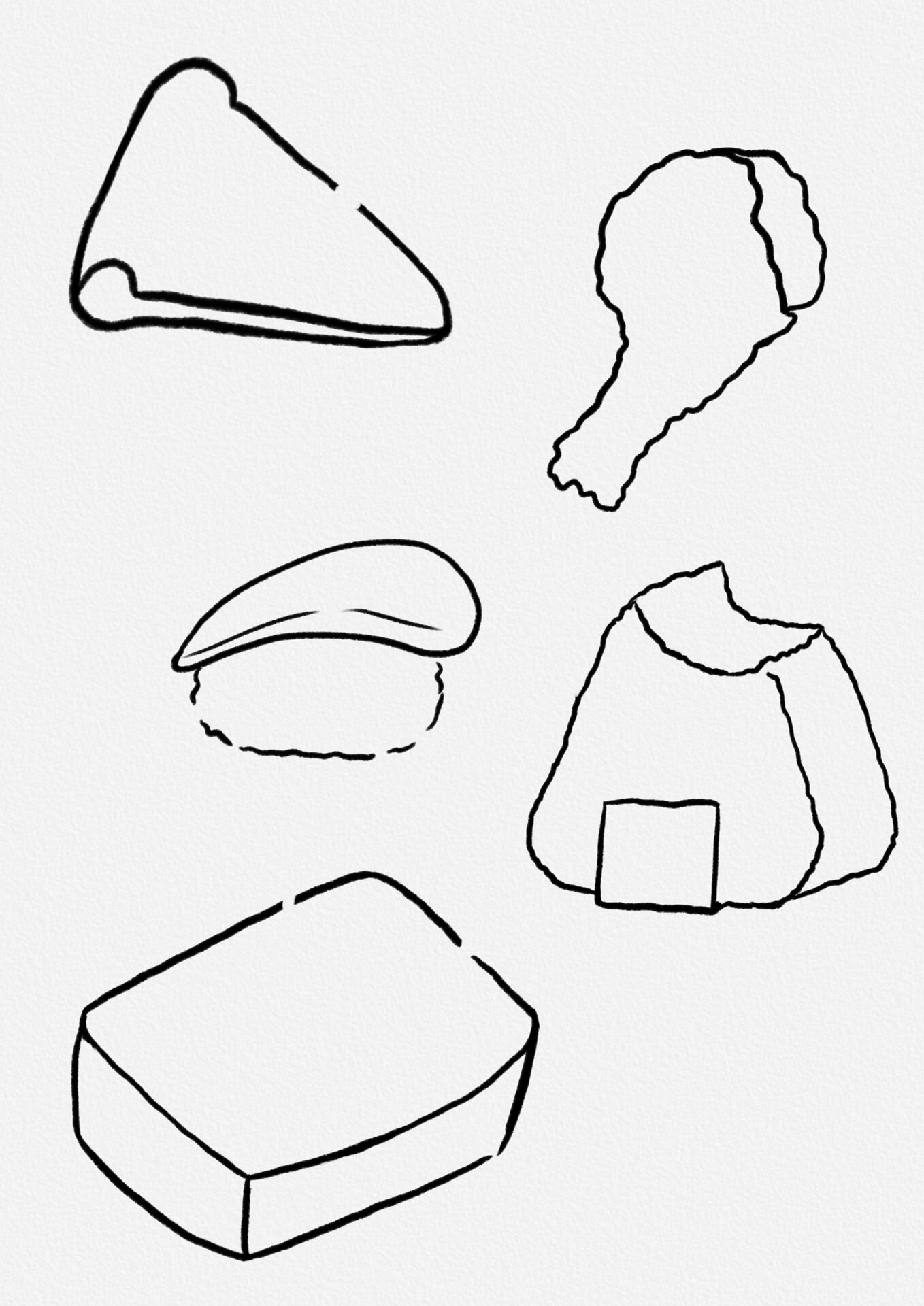 美食简笔画|附过程 画了一些小寿司97好久没吃日料了～有点怀念