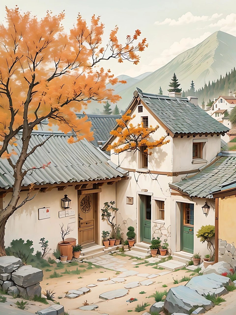 治愈系插画‖宁静的村庄