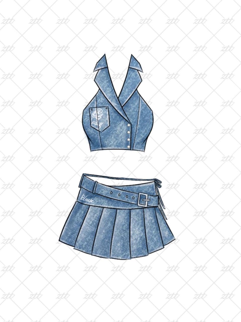 给jennie设计了一组辣妹打歌服94服装设计稿 家人们哪一套最适合