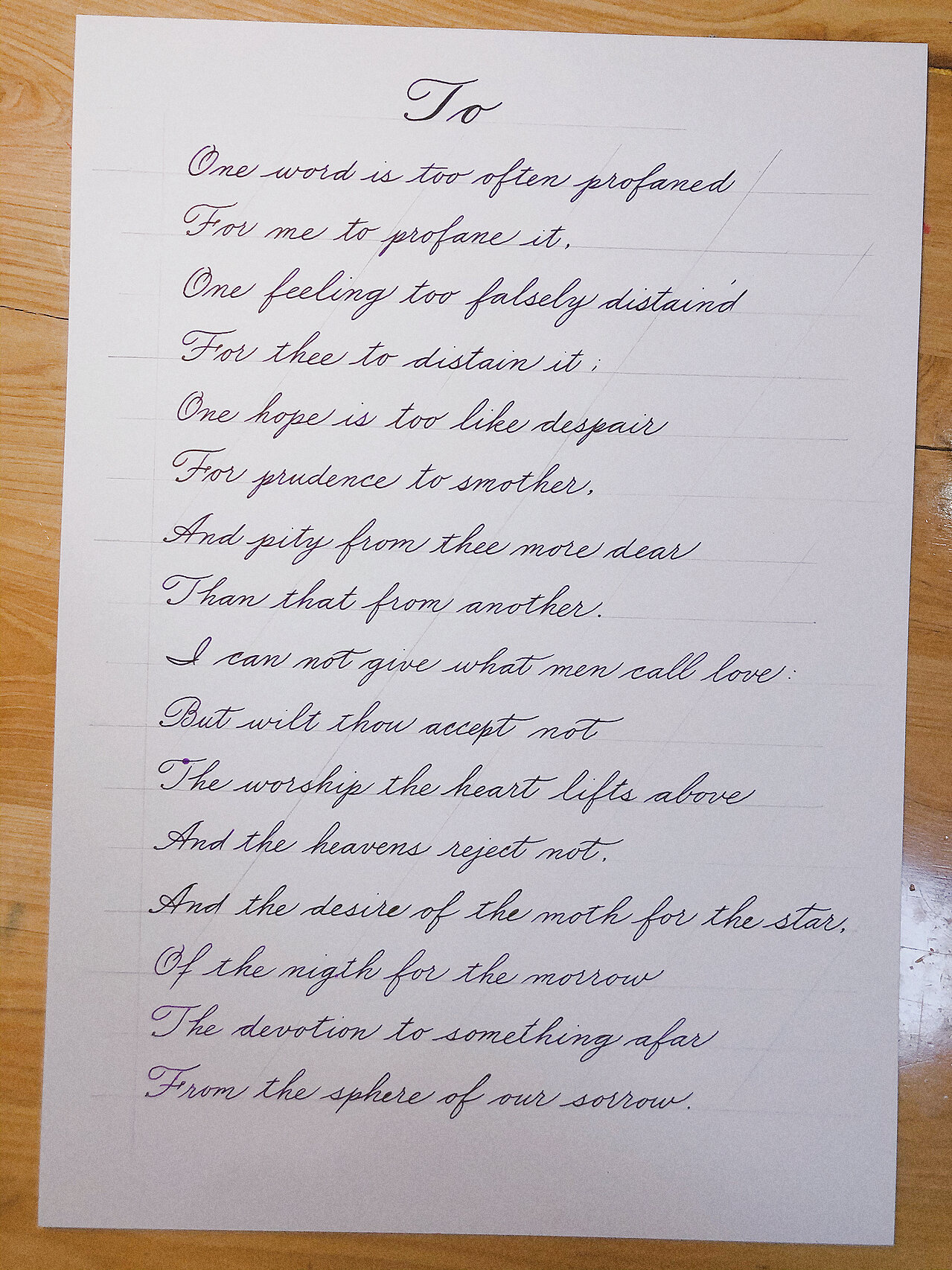 英文花体字 手写雪莱英文情诗 简单又有深度