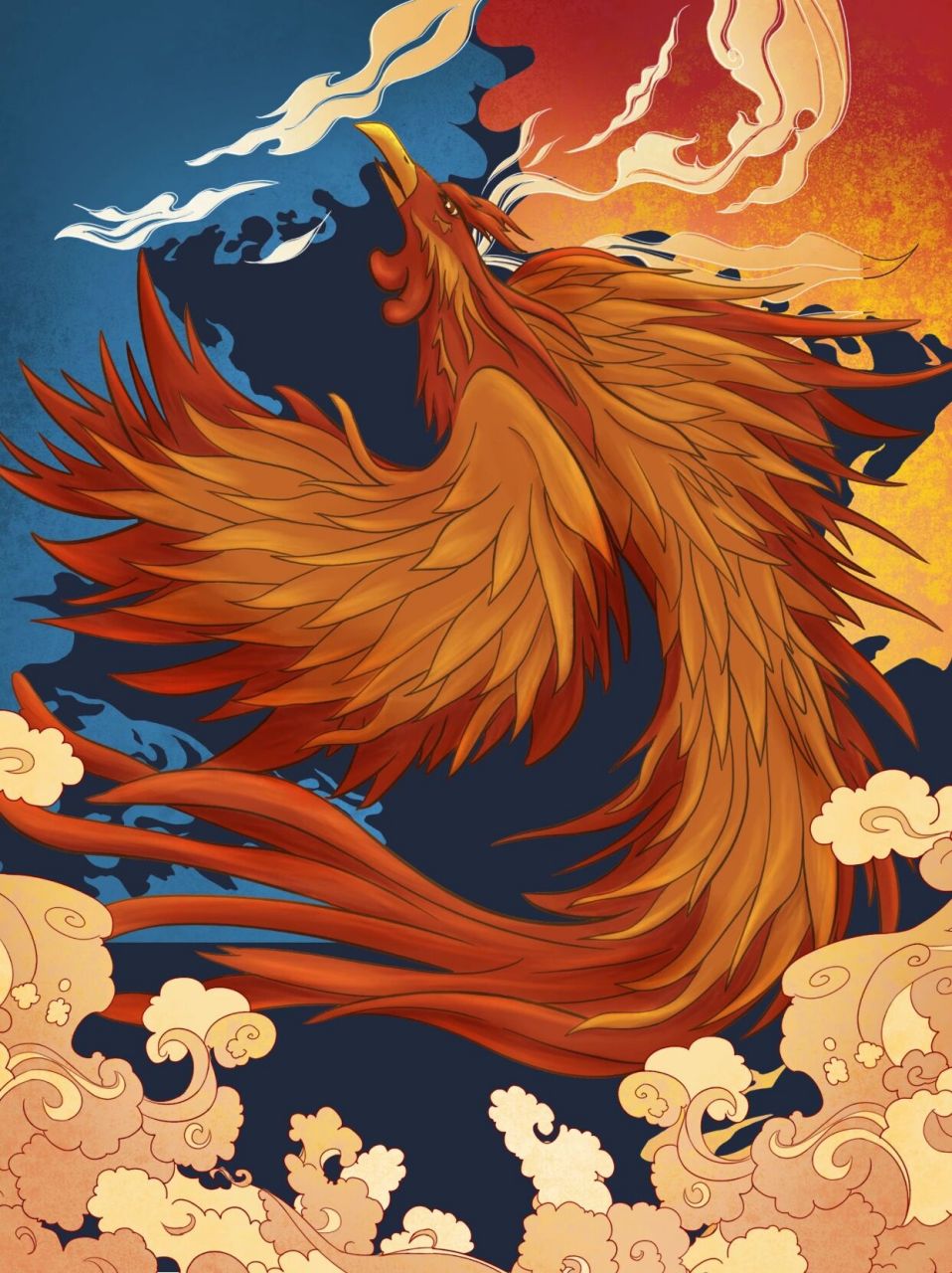 中国神话|凤 凰来仪·神鸟插画 97百年朝凤    凤.