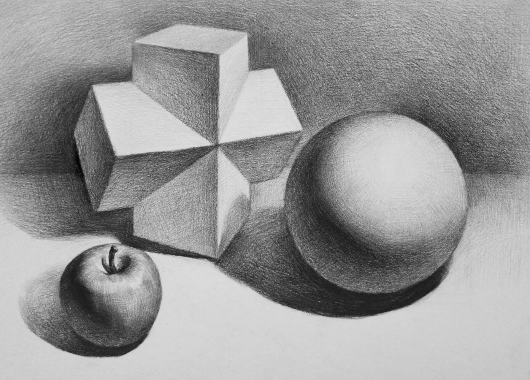 【步骤教学】四川省素描7级考题 四川省七级考级内容为方形十字贯穿体