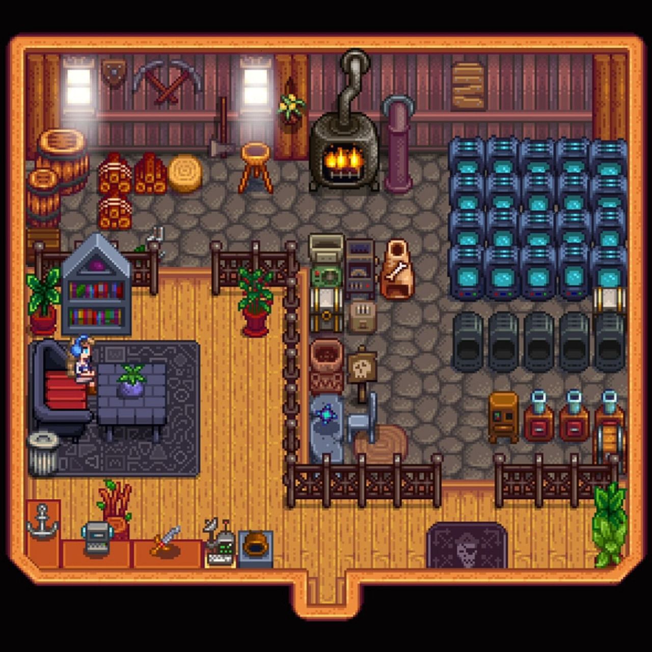 星露谷物语室内装修【工作间】 终于把我的工作室收拾好了 包含了各种