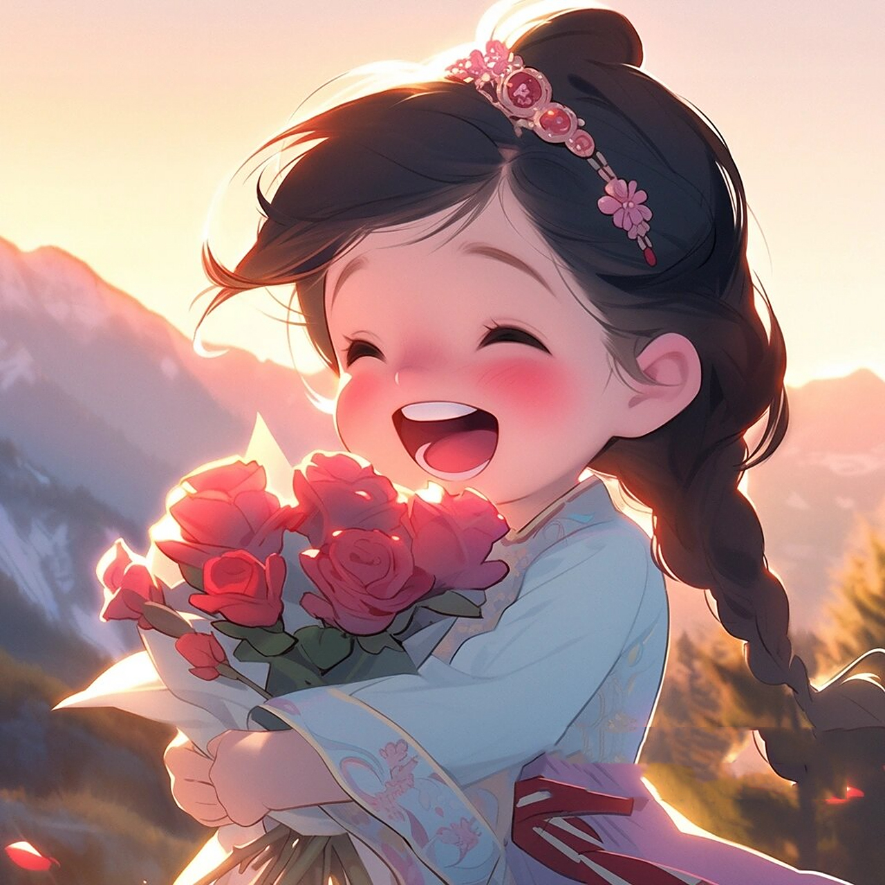 幸运捧花头像/请收下你的专属头像 幸运女孩