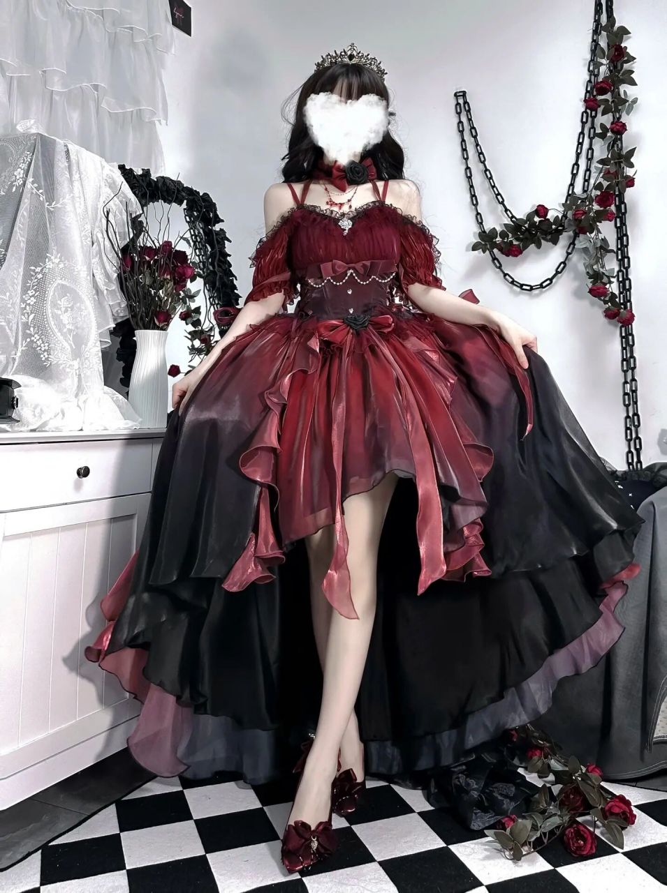 前短后长显身材!黑红色就是女王范儿 好喜欢这个高级感的颜色呀!