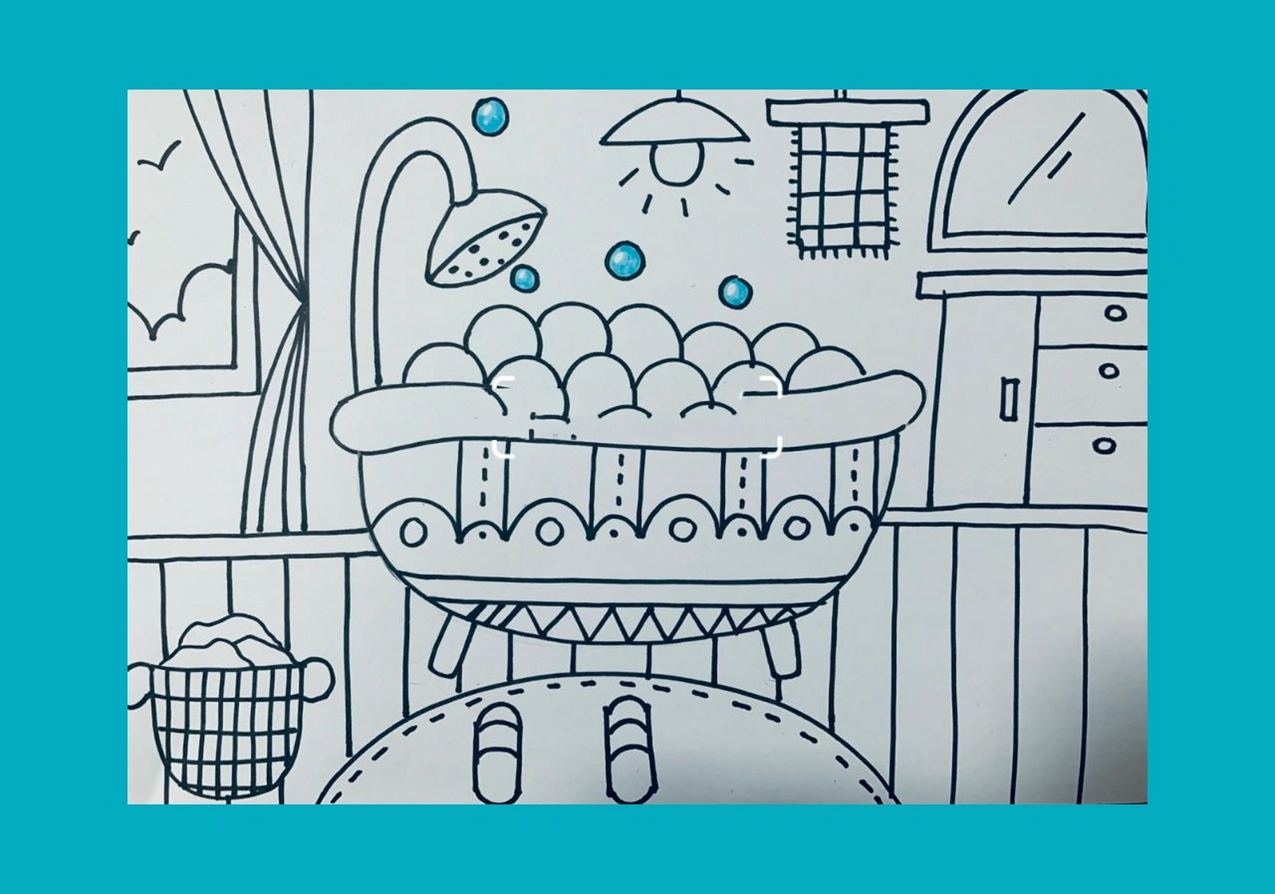 儿童画线稿 养生的浴缸(浴室)儿童画线稿