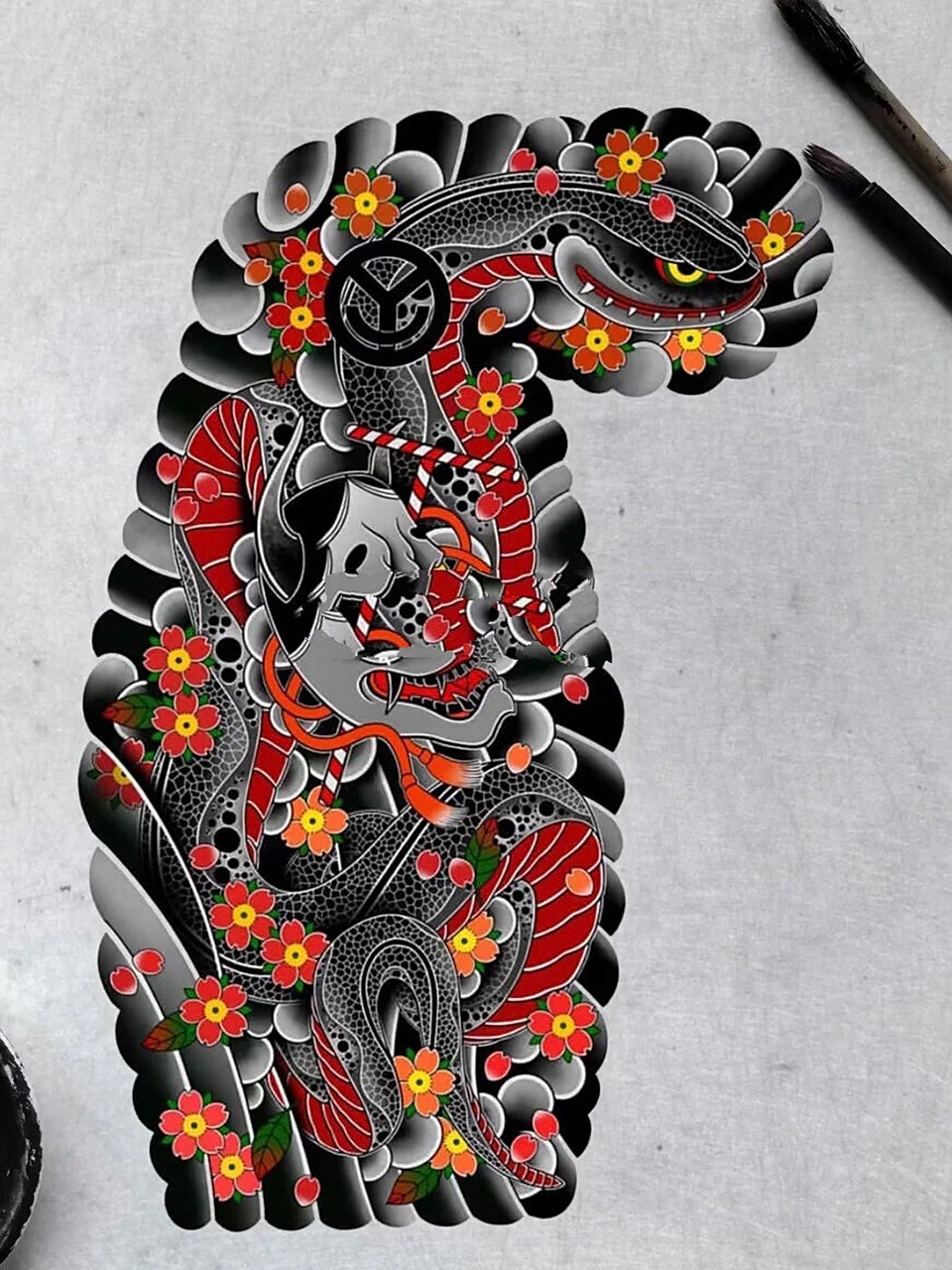 老传统半甲纹身分享