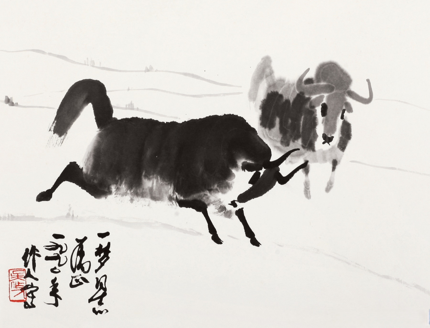 【 吴作人笔下的牦牛 】