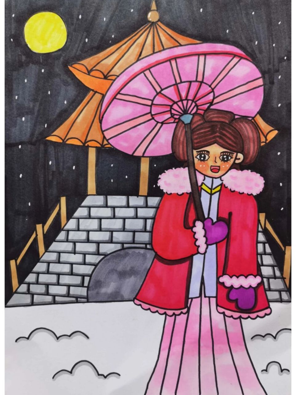 古风美女 古风女孩#主题儿童画# #古风美女