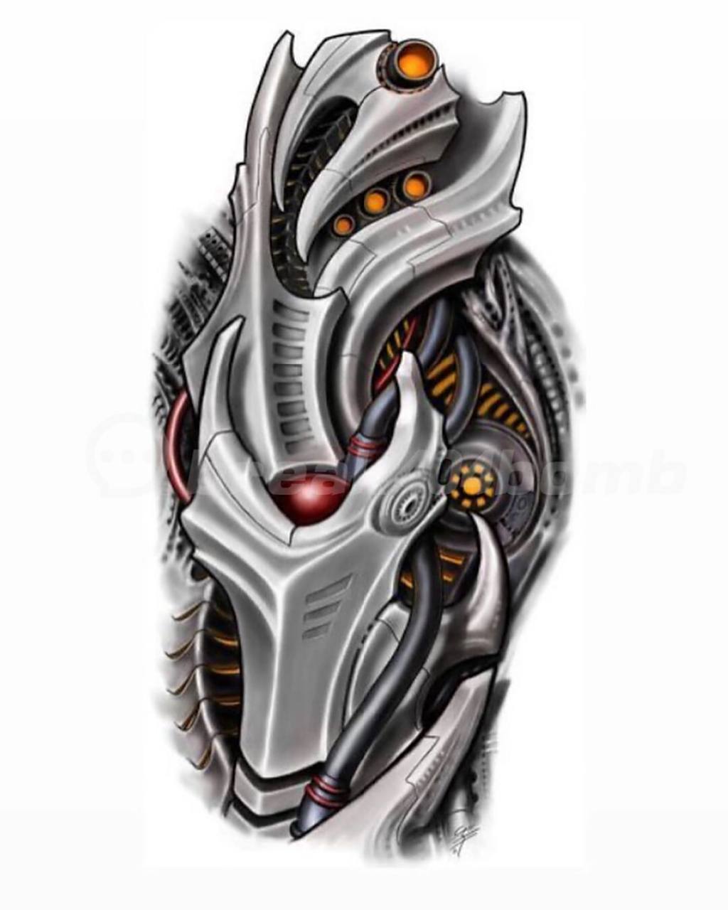 9张机械类纹身手稿|机械臂纹身(一) 3d纹身爱好者首选机械类纹身 . .