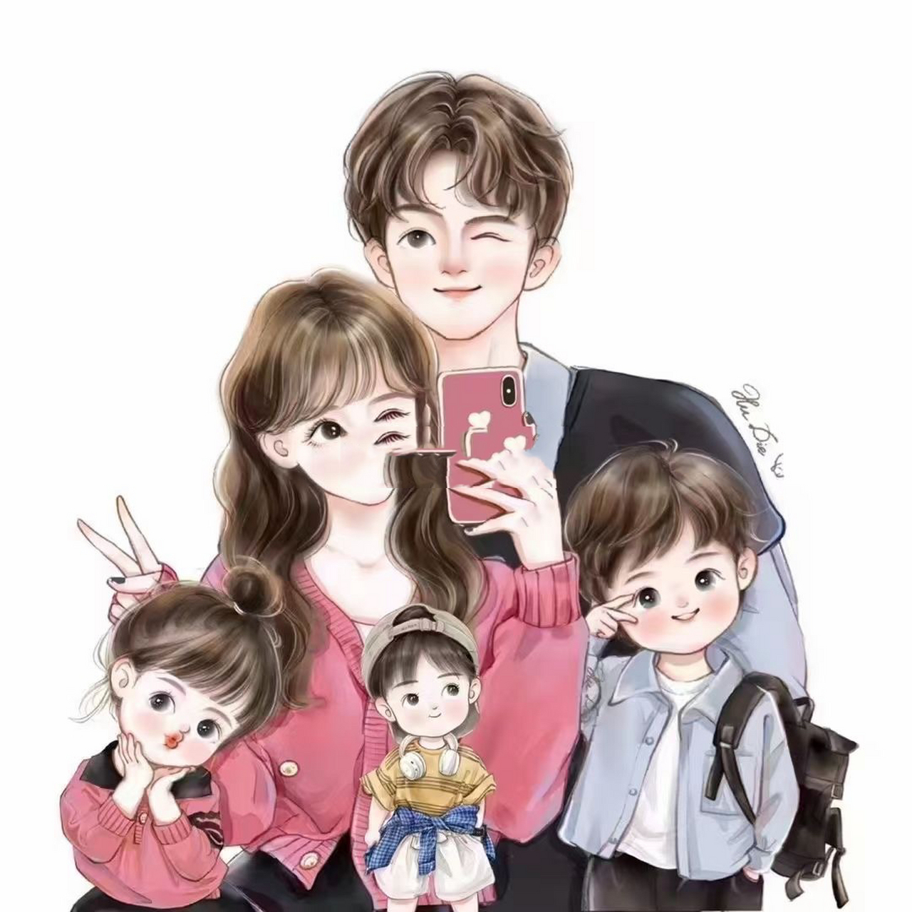 一家五口头像背景图 一家五口头像背景图 (六种组合) 97拿图留个赞