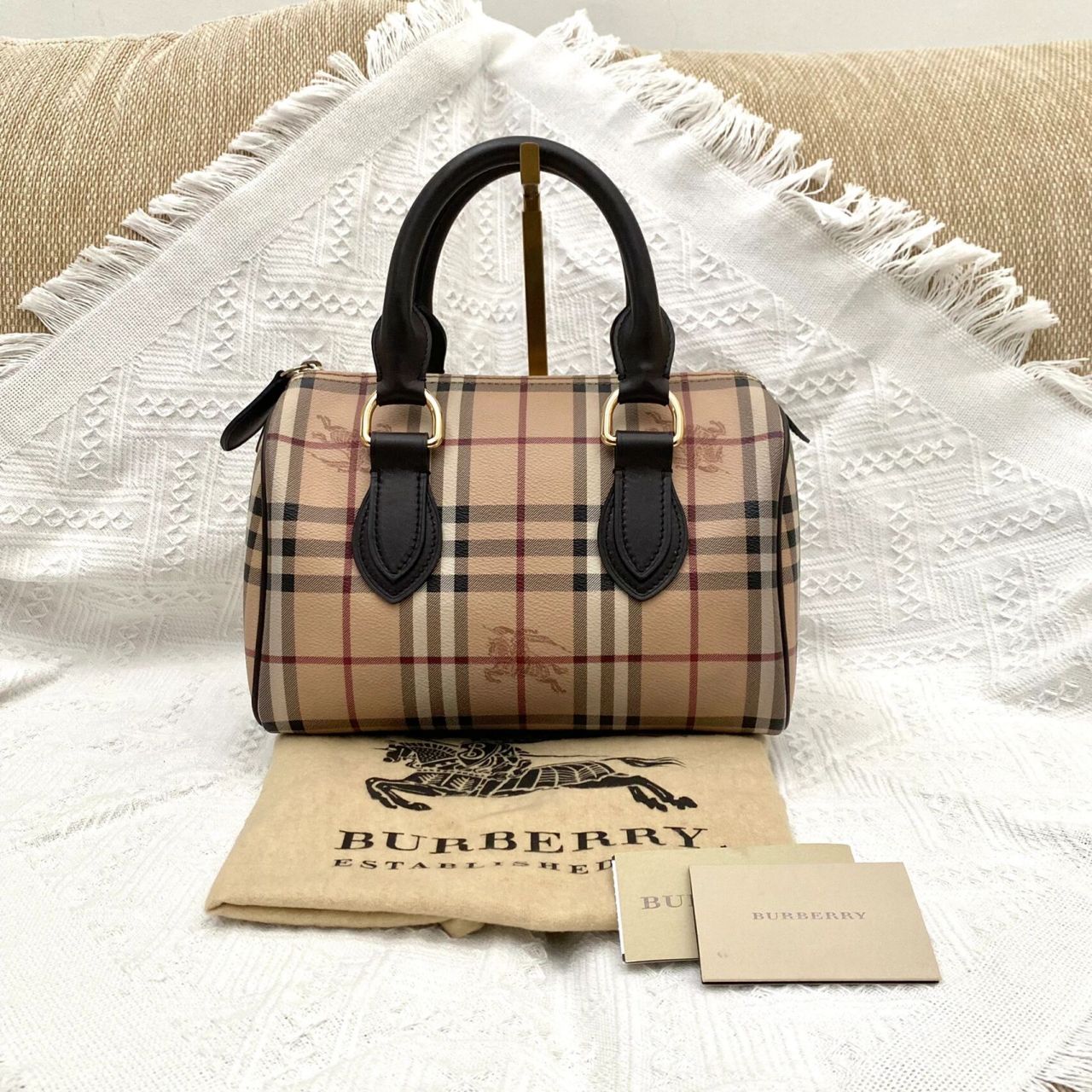 博柏利波士顿手提包 英文名称 burberry haymarket boston check