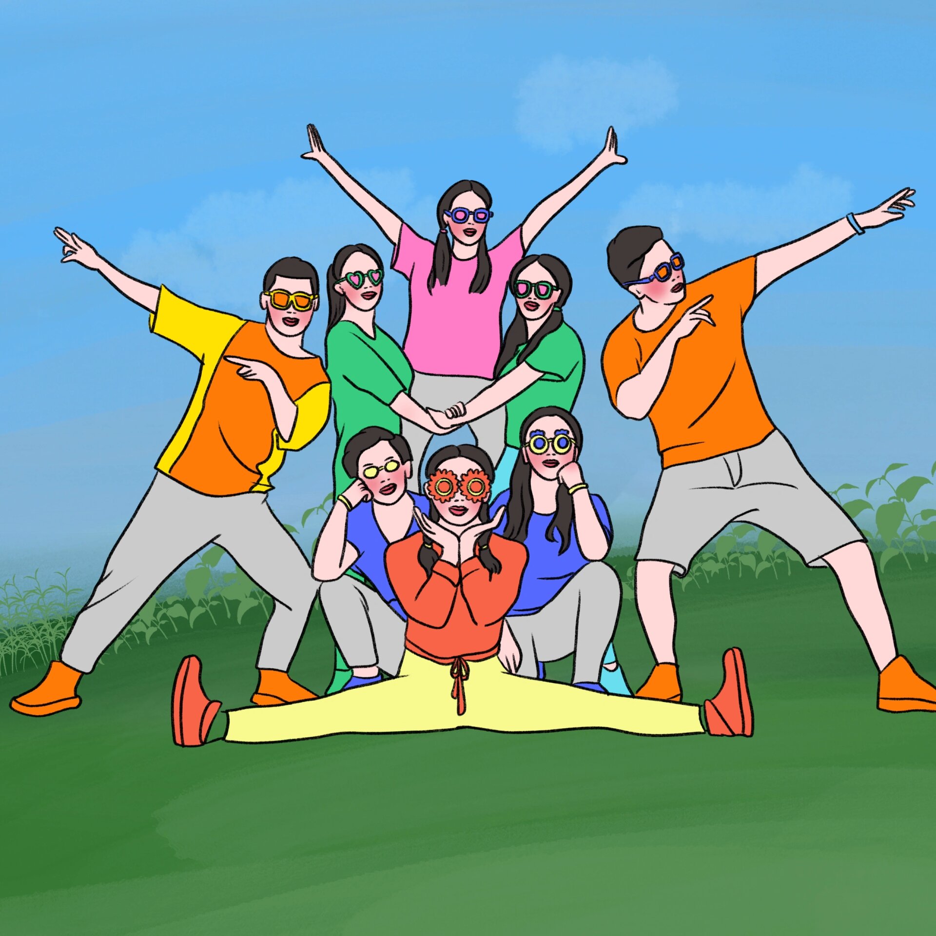 这些8人拍照pose 咔咔.@free生活说的动态