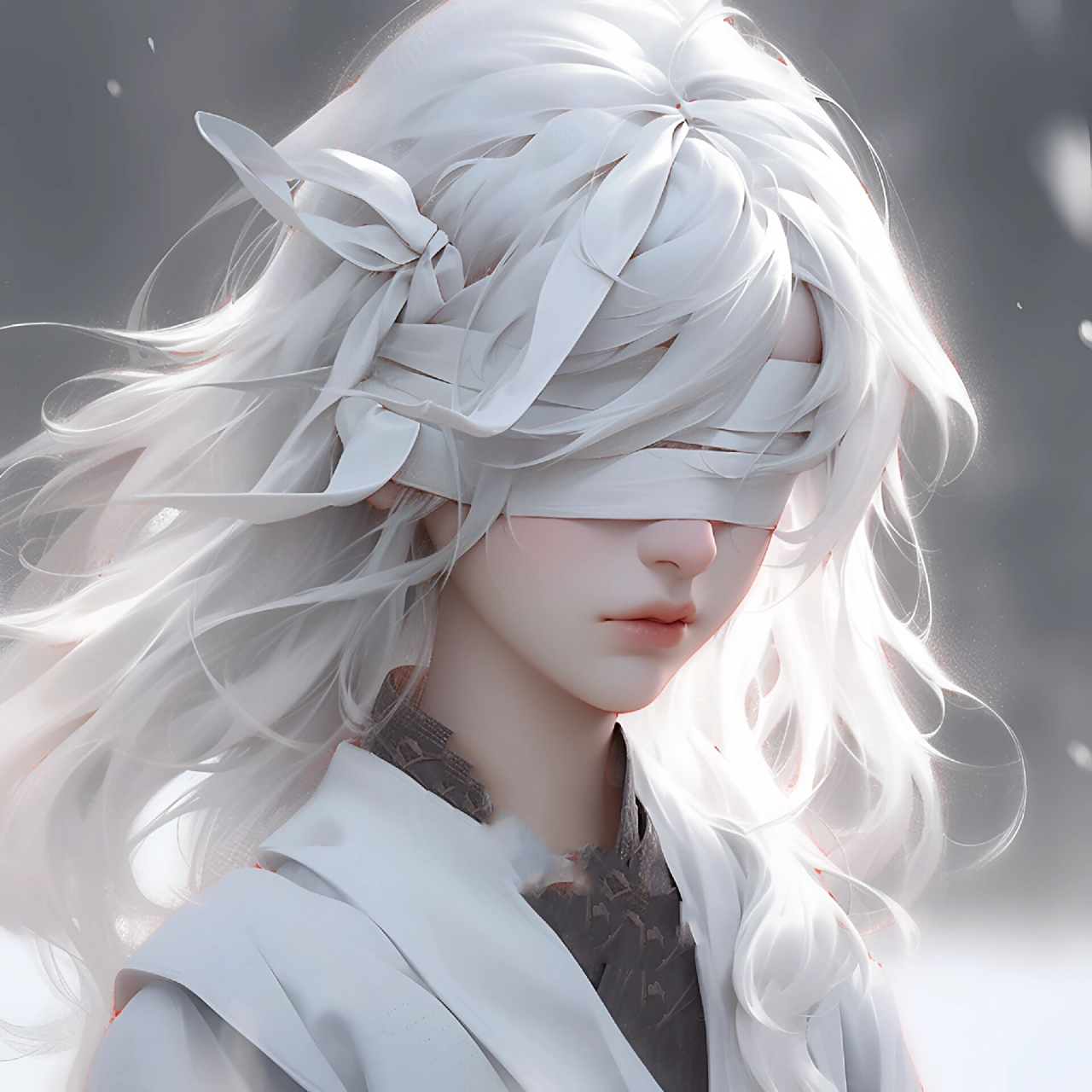 古风头像 听说人人都是白毛控,那加上蒙眼呢?