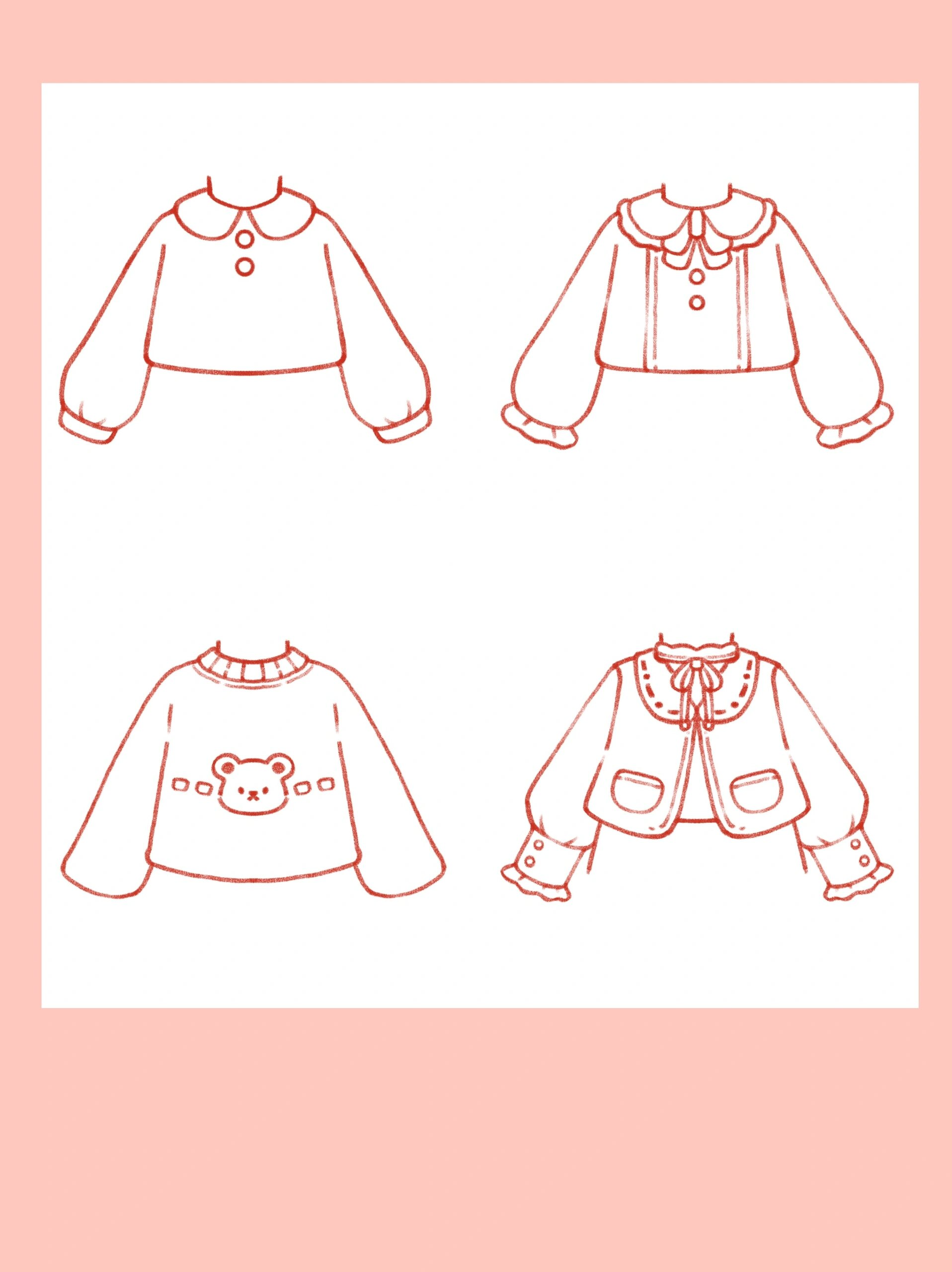 衣服素材|简单的服饰素材练习 画了一些上衣素材 喜欢的宝贝可以临摹