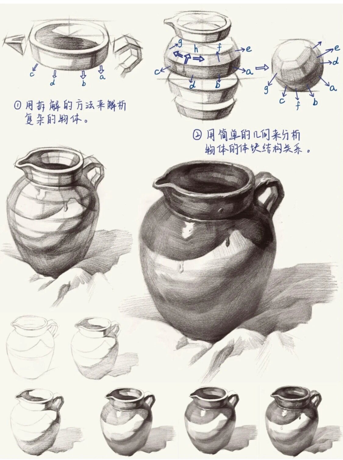 素描静物陶罐结构素描范例