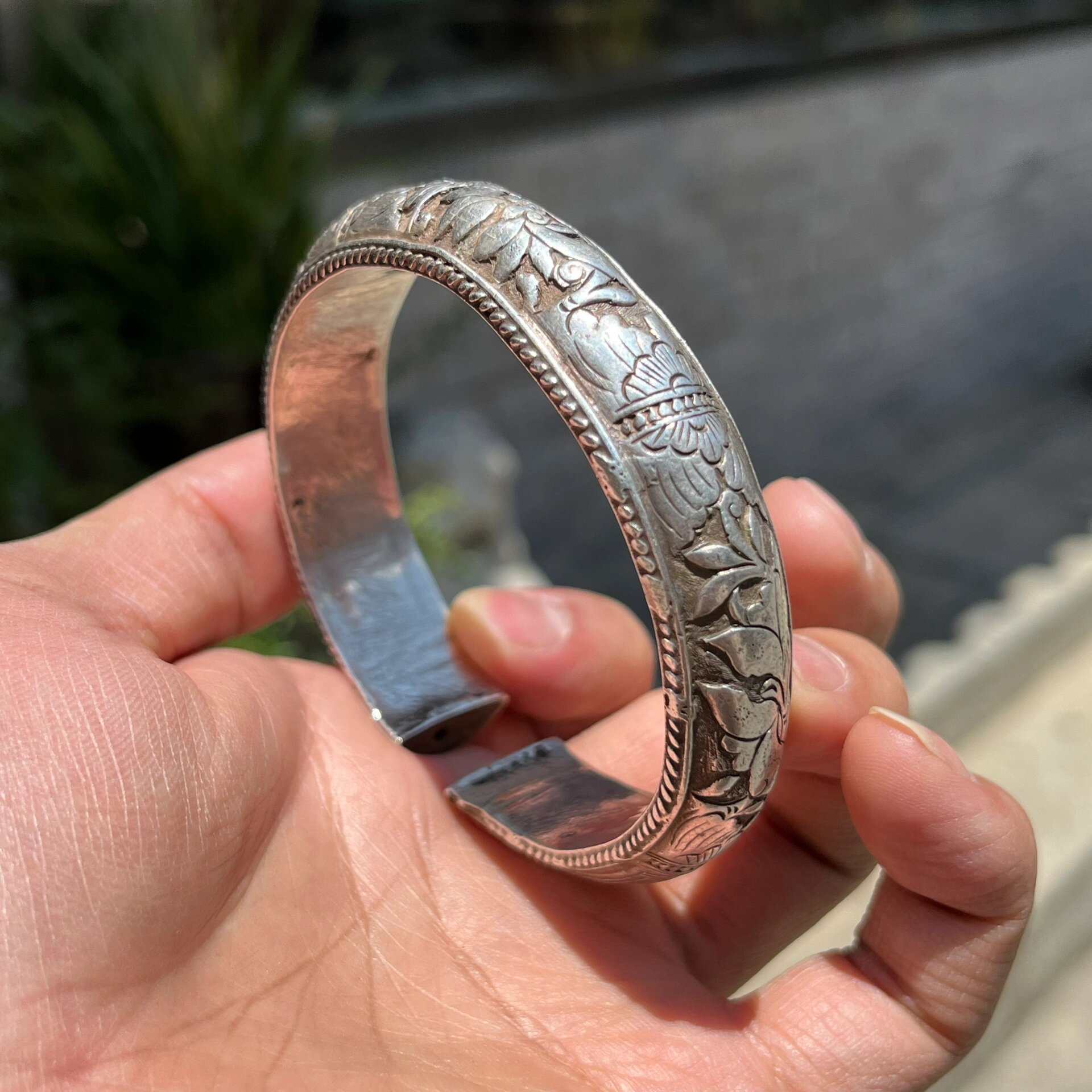 清代老银空心镯