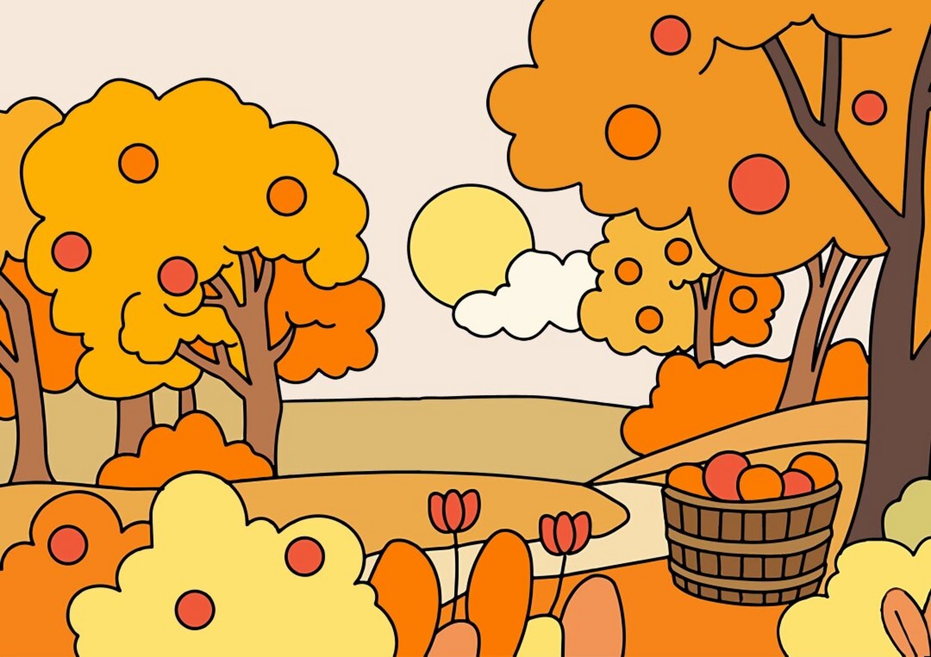 秋天涂色| 秋天来了,给大自然穿上新衣服吧 🍄适合3-4岁的低幼涂色