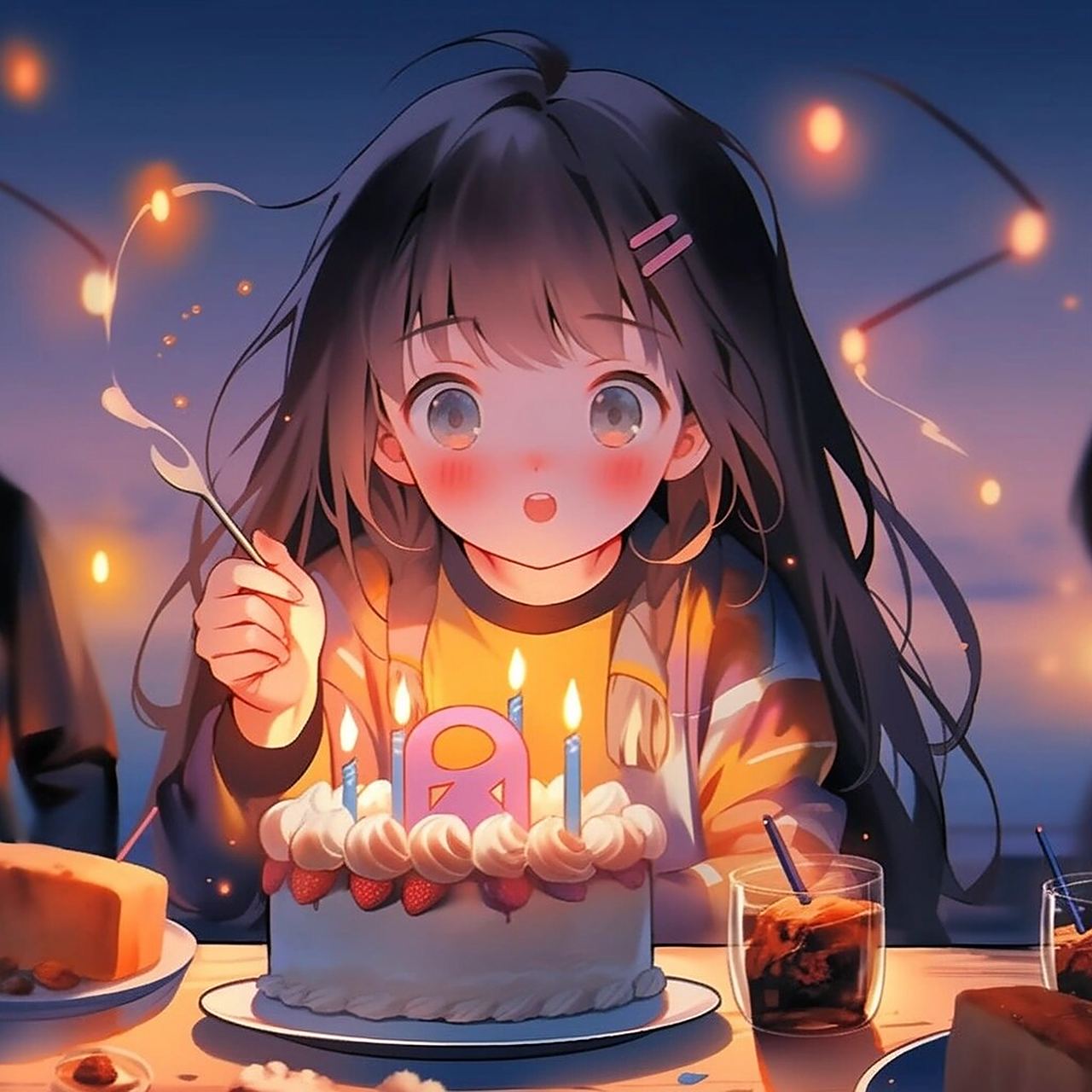 生日快乐吹蜡烛女生头像