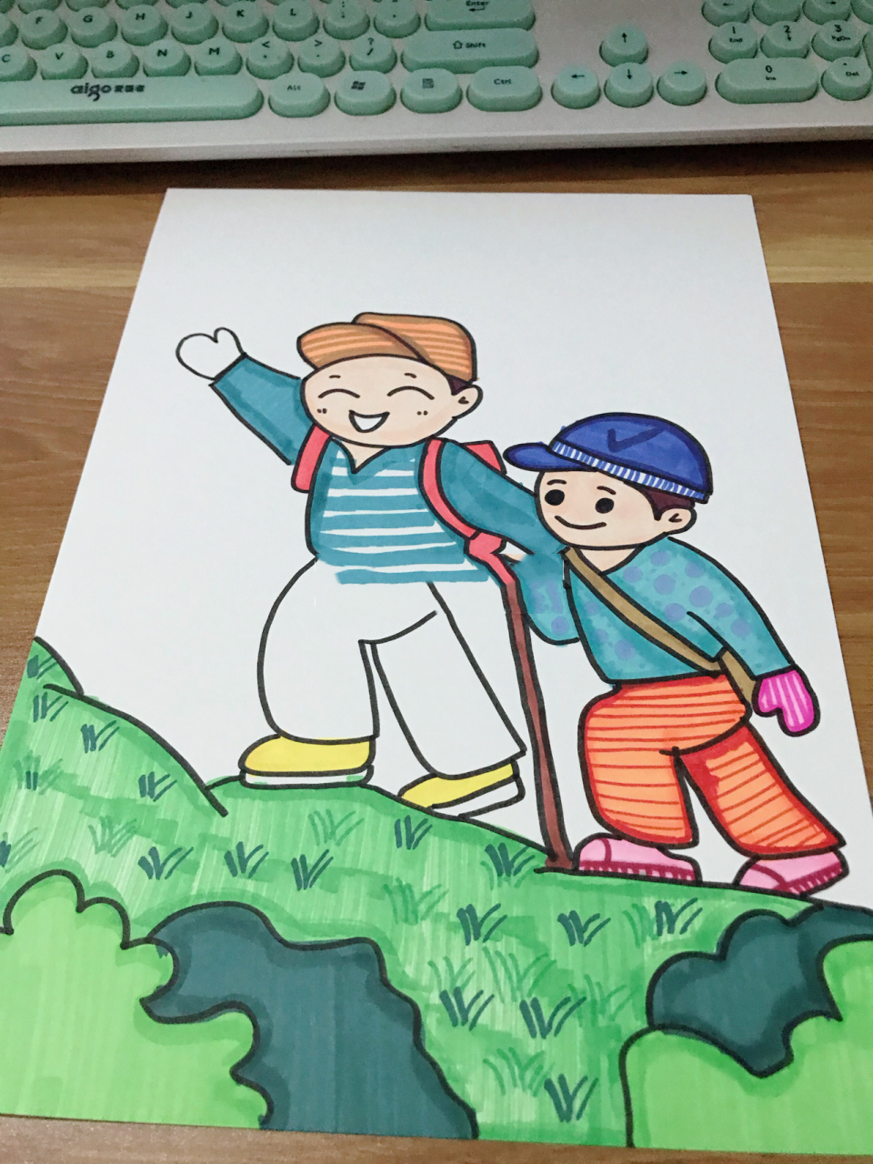 【绘画】登山亲子户外体育活动 爬山儿童画