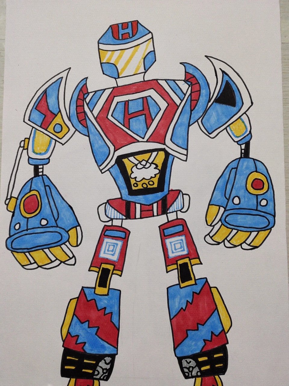 《变形金刚》机器人 卡通创意 儿童画 美术 适合二,三年级以上学生
