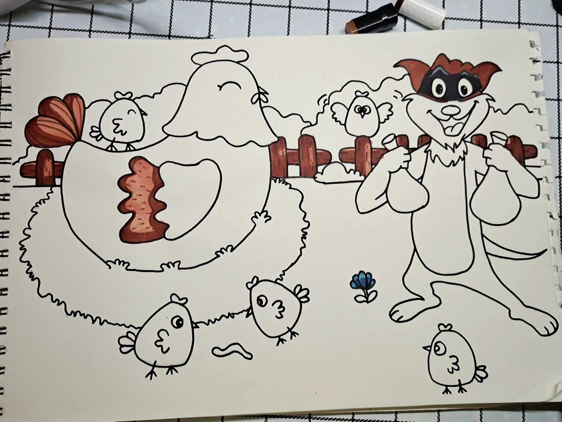 故事绘画《黄鼠狼给鸡拜年》 黄鼠狼给鸡拜年