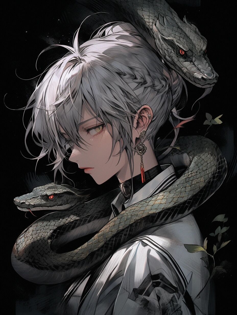 国风水墨山海经系列|腾蛇女头