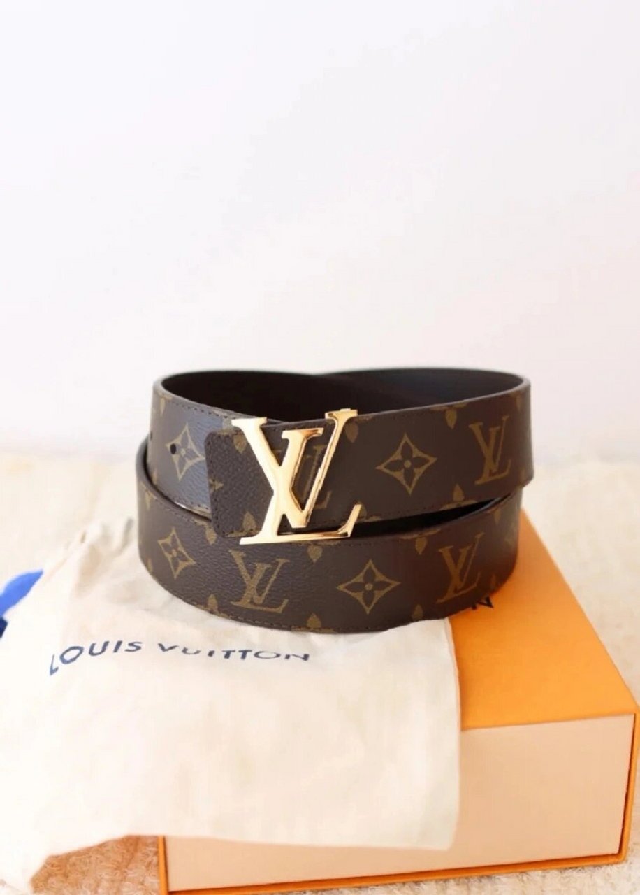 礼物送皮带不会错 【全新正品】louis vuitton lv男士老花双面平滑扣