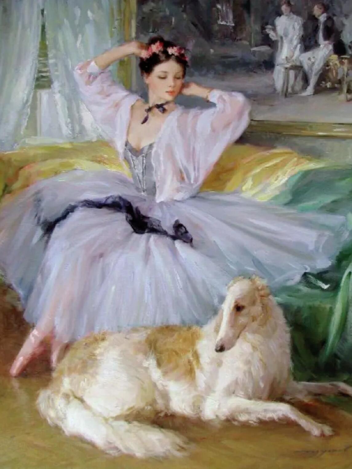 发现了会跳芭蕾舞的女孩真的不一样 "芭蕾舞"康斯坦丁·拉祖莫夫 绘画