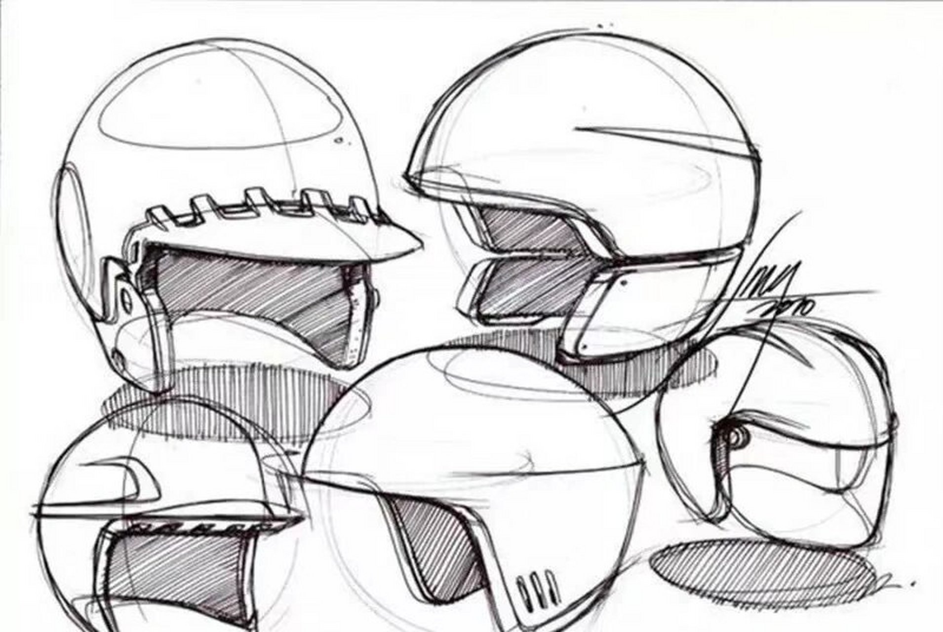 如果一开始还不太清楚头盔的结构 可以先参考一些侧视图