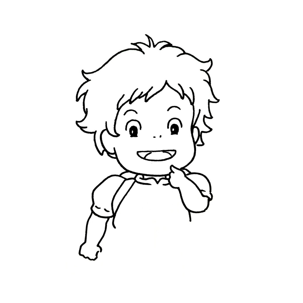 一步步教你画宫崎骏动画人物【波妞】简笔画 之前发过宫崎骏动画人物