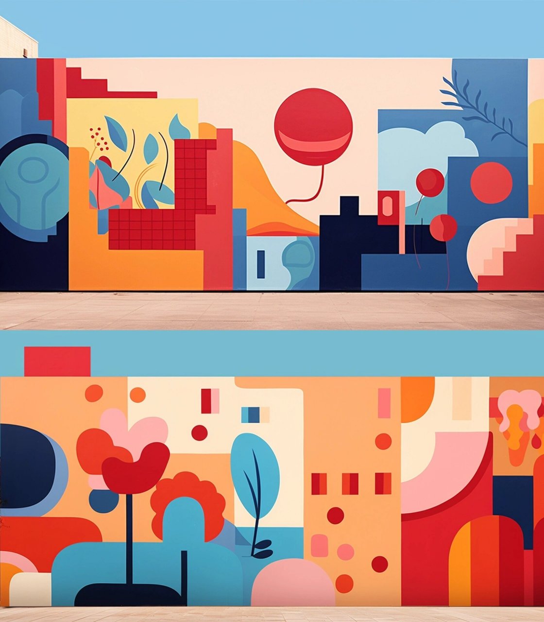 墙绘设计‖色块 简约色块彩绘