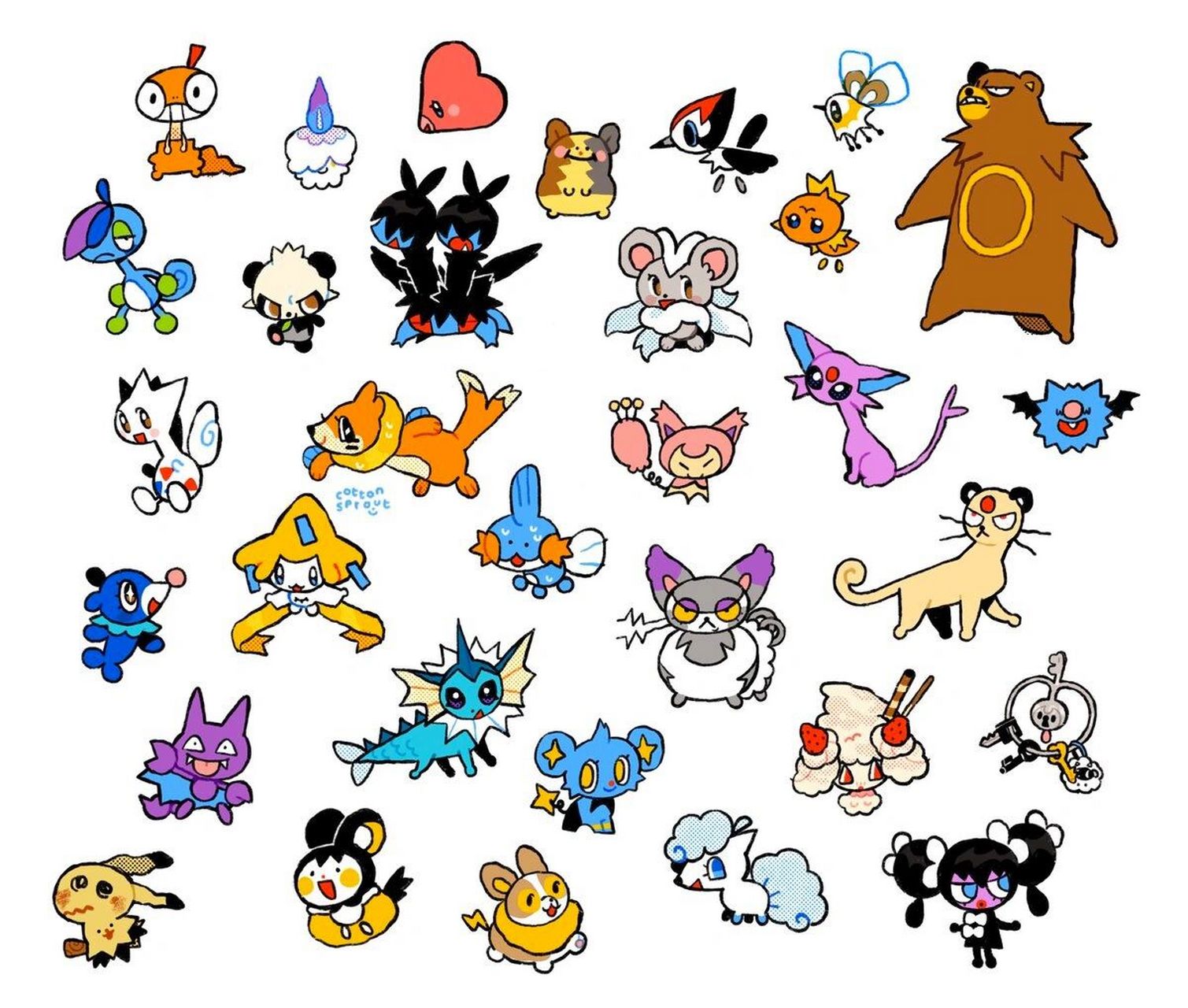 q版宝可梦图鉴7815可爱涂鸦插画壁纸 宝可梦 via cottonsprout