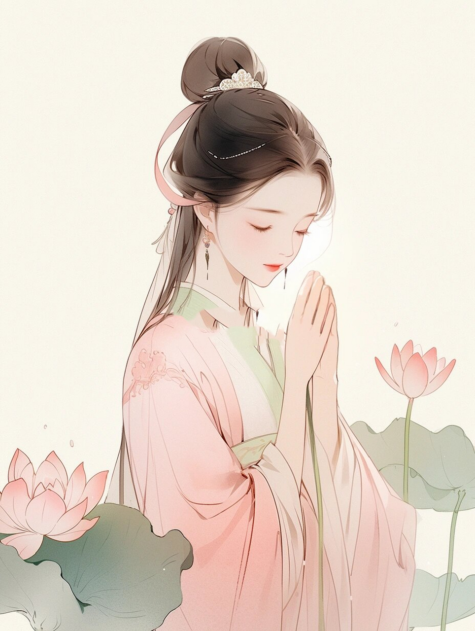 古风头像|荷花许愿壁纸|佛系少女头像壁纸 好运 100030303