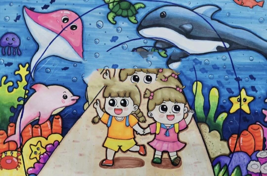 儿童画马克笔《海洋馆》