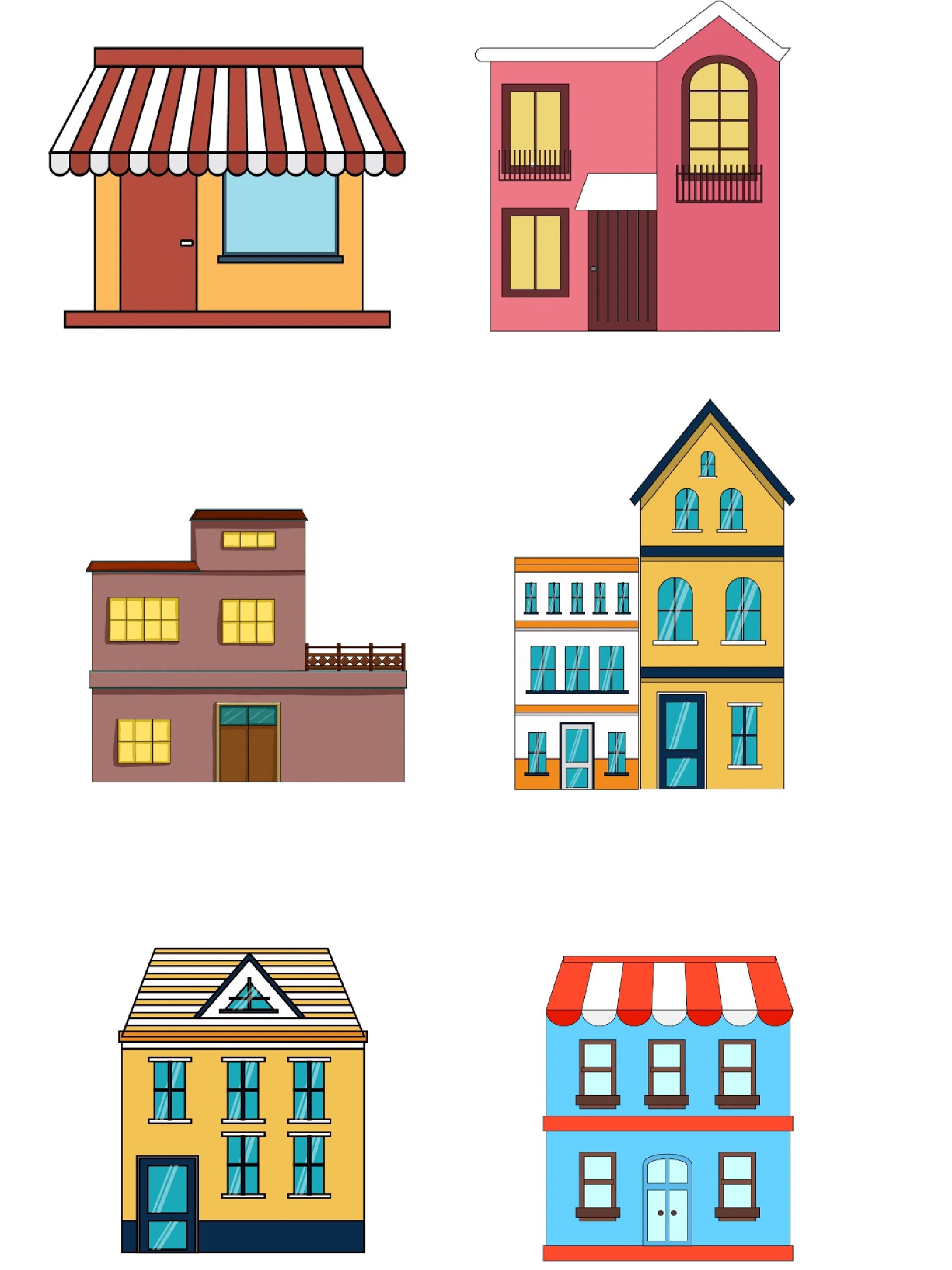 免抠素材|可爱卡通房子房屋建筑系列插画