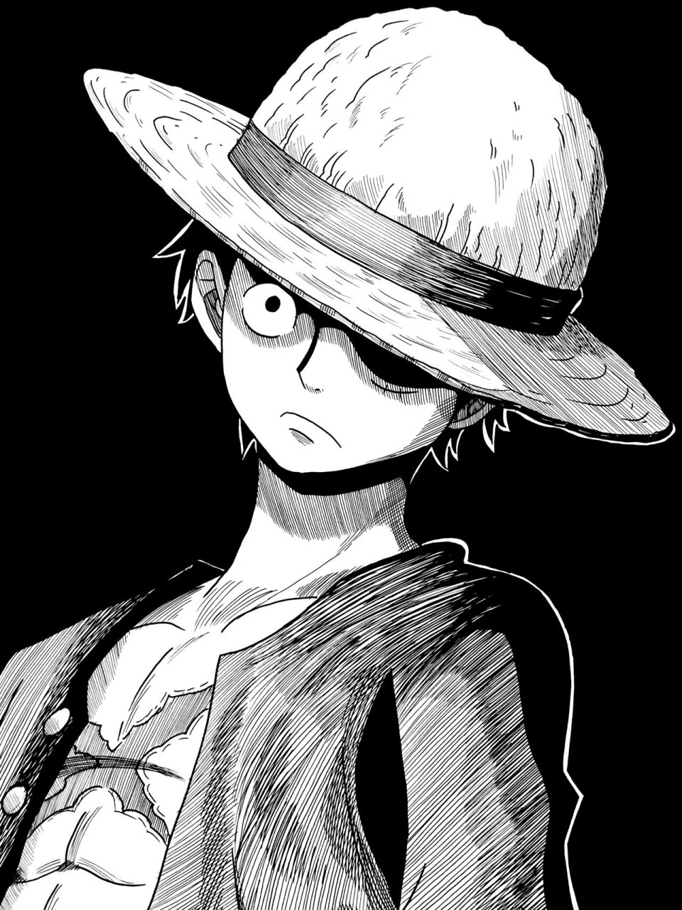 手绘合集|海贼王 蒙奇·d·路飞|附线稿 工具: a4肯特纸 sakura樱花0.