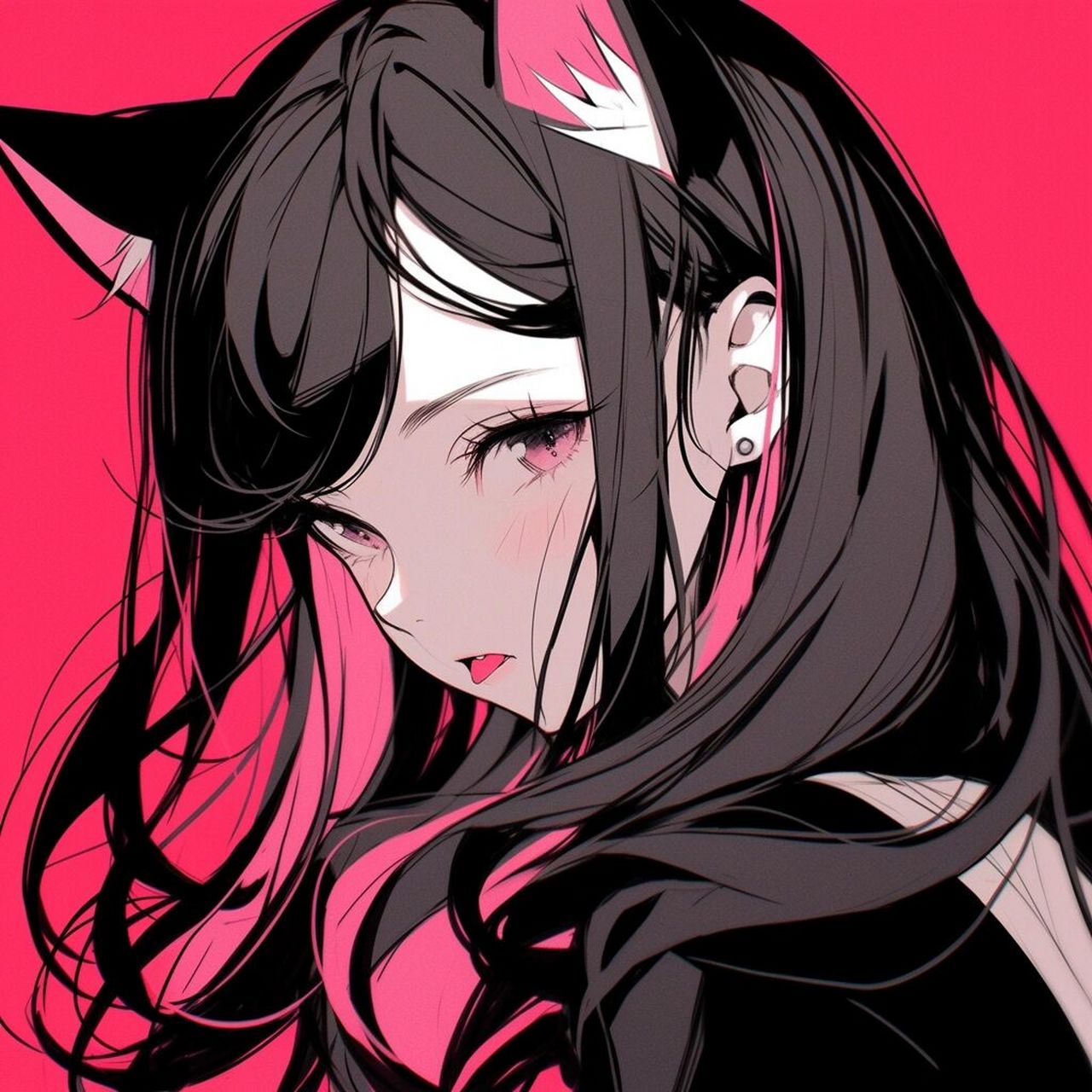 midjourney|旧漫头像-复古-甜酷猫女