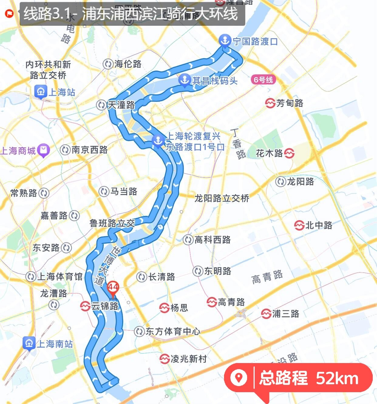 浦西滨江骑行路线图片