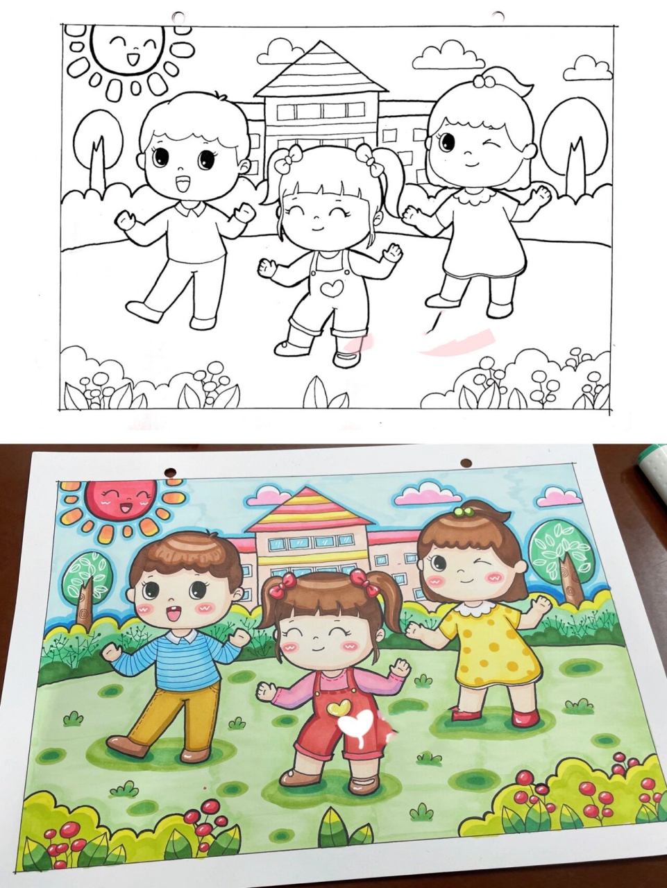 儿童简笔画适用多种主题 《我爱幼儿园》 《快乐假期》 《童年》 《做