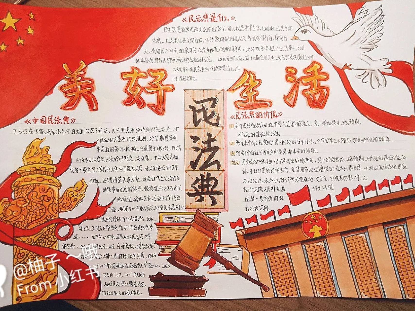 暑假道法手抄报7190《美好生活,民法典》   道法探究作业《美好