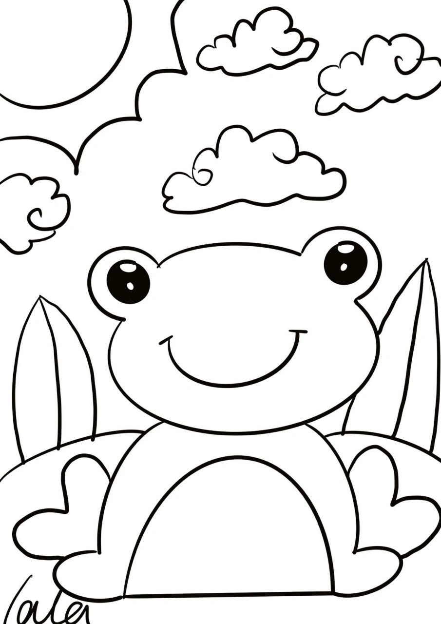 青蛙儿童创意画 小青蛙儿童创意画 适合4-5岁 材料马克笔/水彩笔