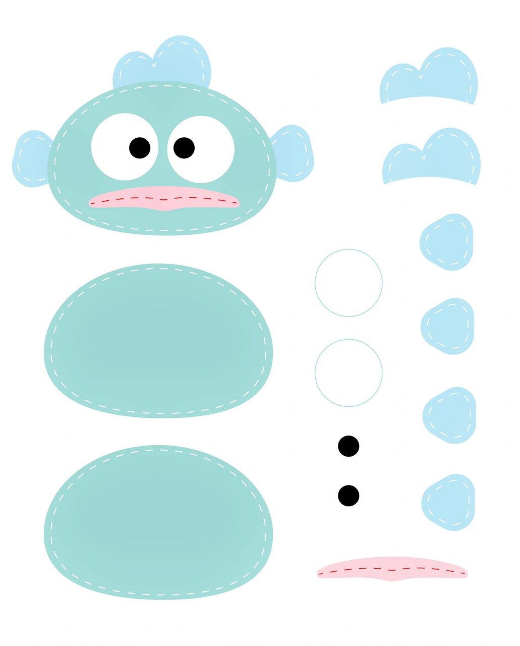 上班摸鱼给大家画了一个小丑鱼图纸～ 之前做了一个不织布小丑鱼,有