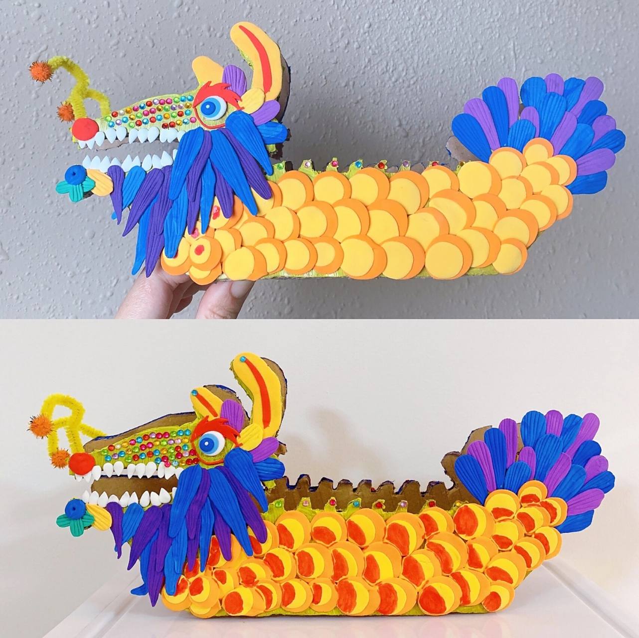 端午节手工:幼儿园亲子diy粘土龙舟94教程  超详细的端午节龙舟手工